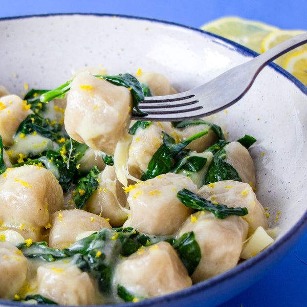 Cheesy Lemon Spinach Gnocchi