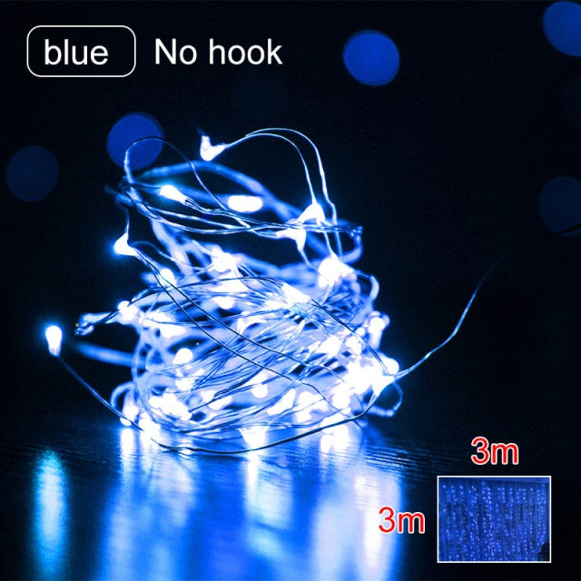Curtain String Lights Remote Control Christmas Decoration Garland Indoor Bedroom Home Wedding New Year Decoration USB Powered
