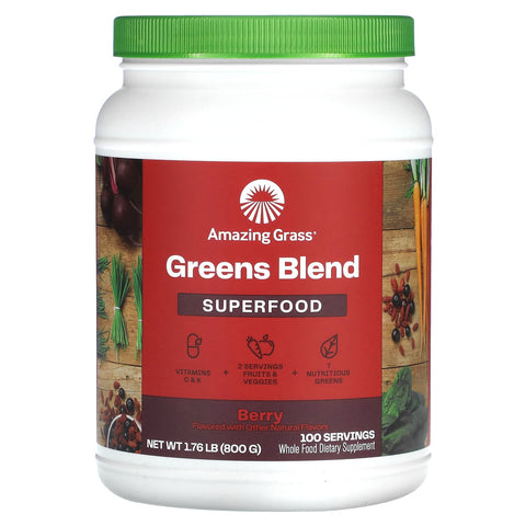 Amazing Grass, Greens Blend Superfood, Berry, 28.2 Oz - 829835000548 | Hilife Vitamins