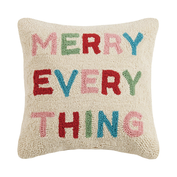 Pink Christmas Tree Hooked Pillow