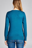 Ladies fashion long sleeve v-neck classic sweater