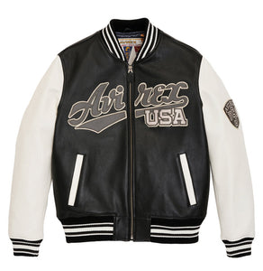 AVIREX SCRIPT USA VARSITY JACKET Mens Apparel – ASPHALT