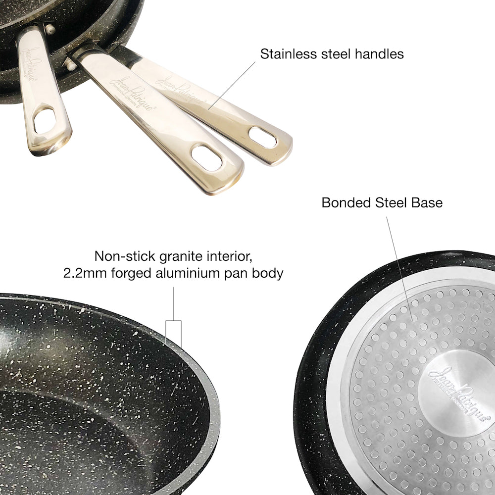 Stonetastic Granite Non-Stick Frying Pans - Set of 3 – Jean Patrique  Professional Cookware