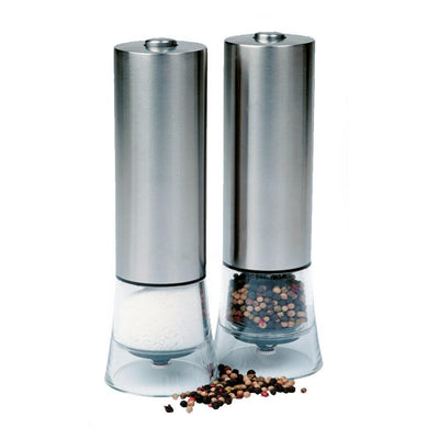 One-Touch Stainless Steel Electronic Salt and Pepper Mill Set of Two, Jean  Patrique Professional Cookware