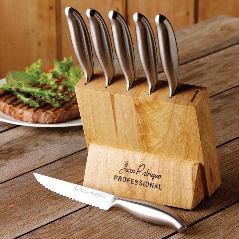 6Piece Stainless Steel Steak Knife Set with Block Jean Patrique