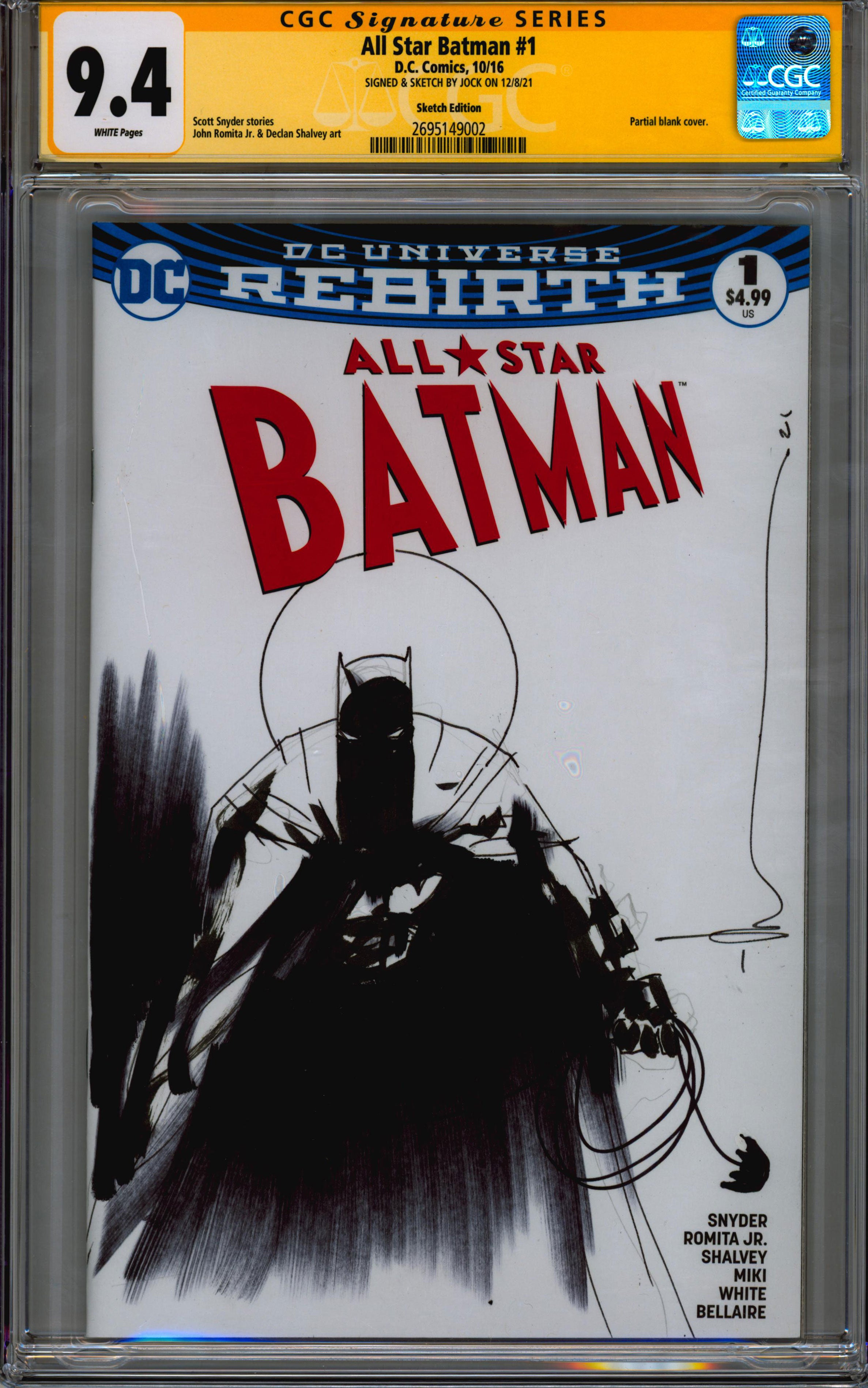 All Star Batman #1  CGC Signed & Sketch by Jock – Torpedo Comics
