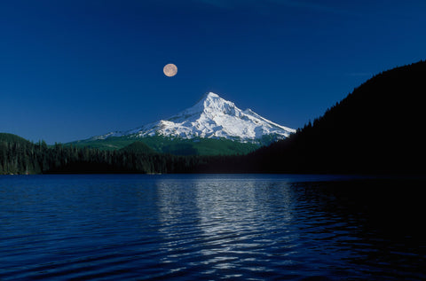 mount hood oregon in the evening with dark woods and a lake to illustrate Eternal Fascination Bigfoot, Oregon & the Pacific Northwest