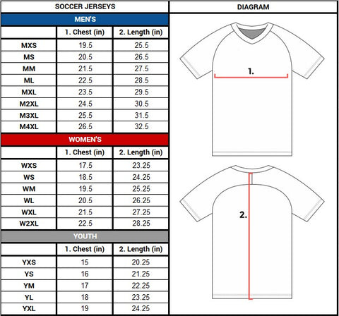 Soccer Jersey Size Chart