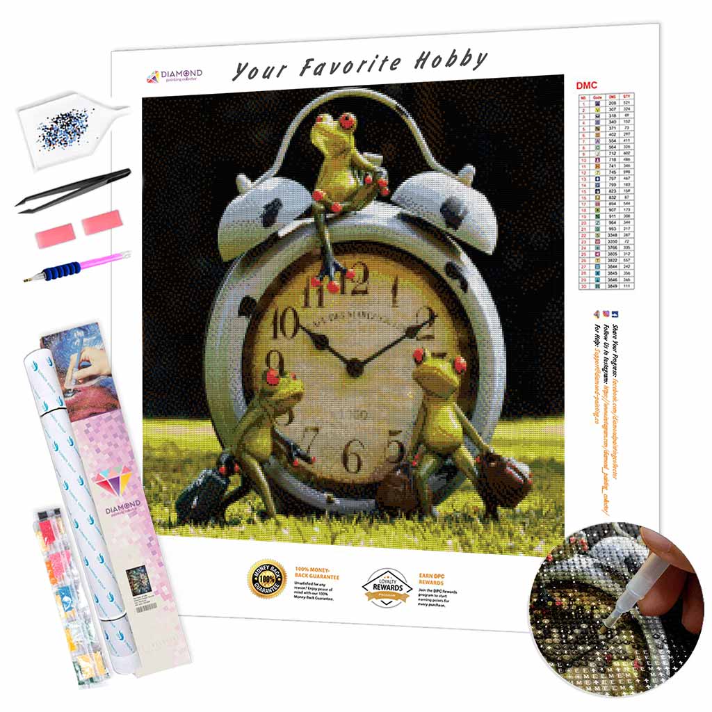Alarm Clock with Frogs DIY Diamond Painting Kit