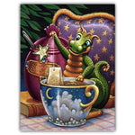Load image into Gallery viewer, Little Dragon drinks tea DIY Diamond Painting Kit - Hidden
