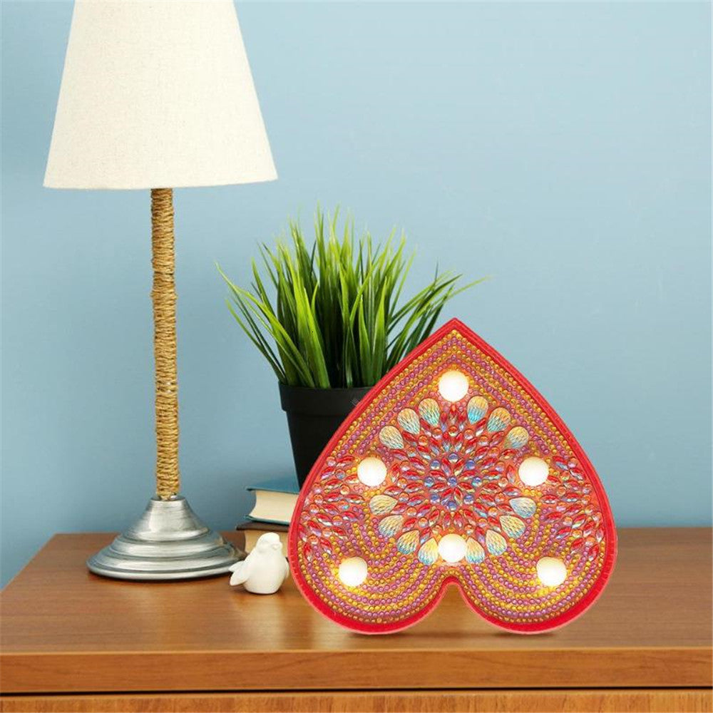 "LED Lamp Light Heart Shiny Drops" Diamond Painting Kit (Full Drill