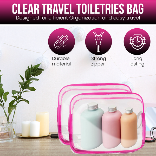 Transparent Travel Bags Set - Pink or Black 4