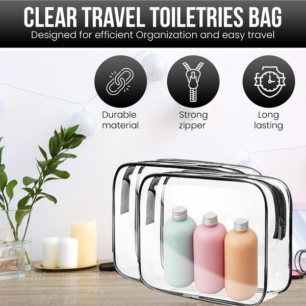 Transparent Travel Bags Set - Pink or Black 5