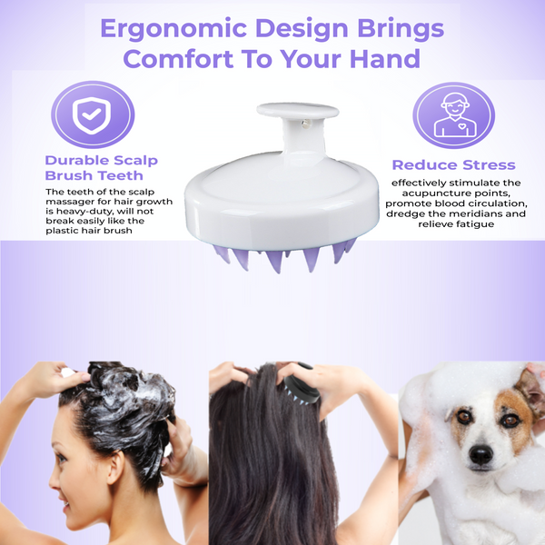 Silicone Scalp Massage & Shampoo Hair Brush - Also Great For Pets! 0