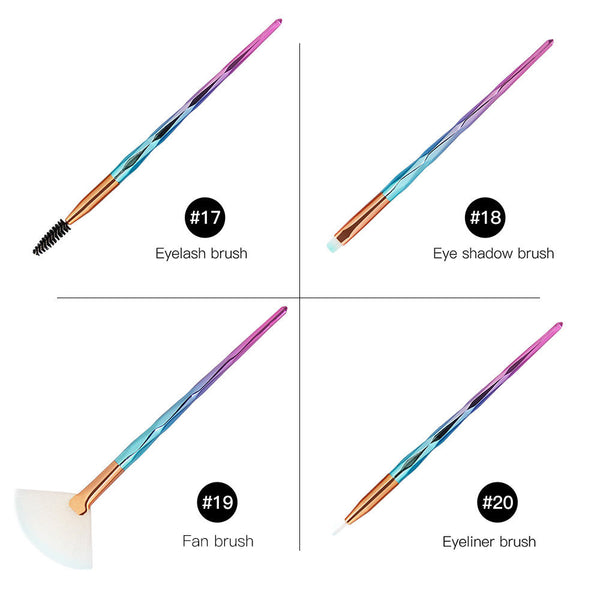20pc Diamond Make Up Brush Sets - 2 Colour Choices 10