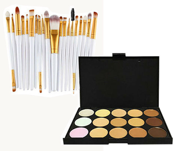 Glamza 20pc White Eye And 15pc Contour Palette Brush Set 4