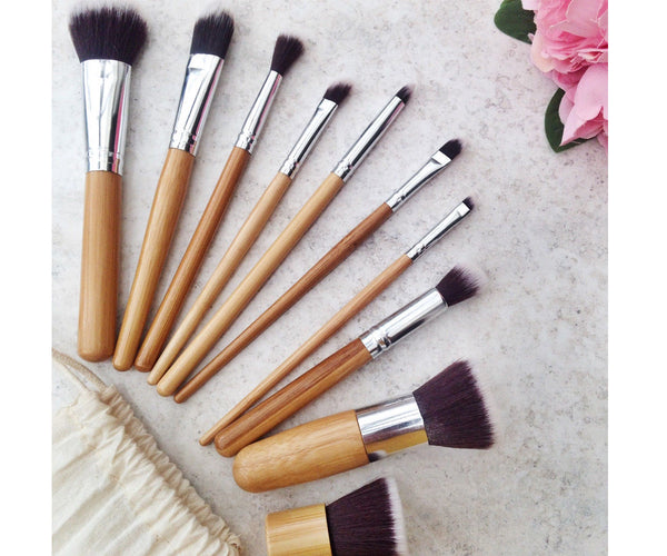 Bamboo Makeup Brush Set - 10pc or 6pc 3