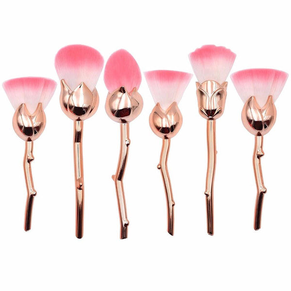 Glamza Rose 6pc Makeup Brush Set 3
