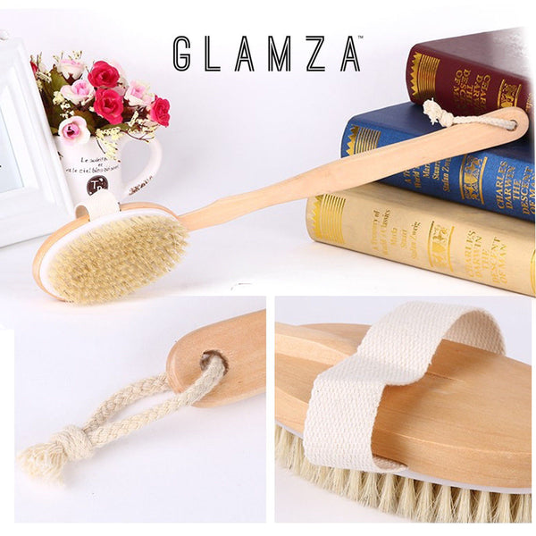 Glamza 2 in 1 Long Handle Bath & Shower Brush & Dry Skin Brush - 2 Options 0