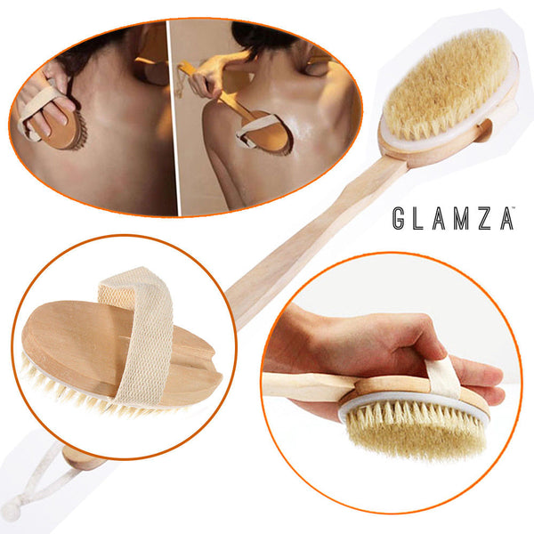 Glamza 2 in 1 Long Handle Bath & Shower Brush & Dry Skin Brush - 2 Options 6