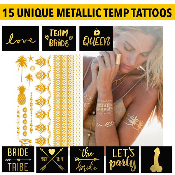 Summer Festival, Fancy Dress & Beach Holiday Metallic Sticker Tattoos 0
