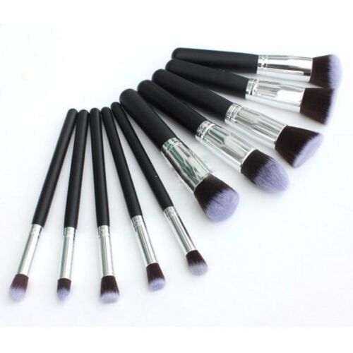 Glamza 10PC Black Silver Makeup Brushes Set 3