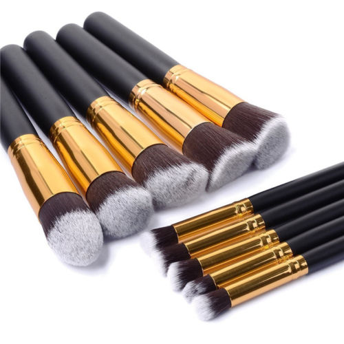 Glamza 10PC Black Gold Makeup Brushes Set 0