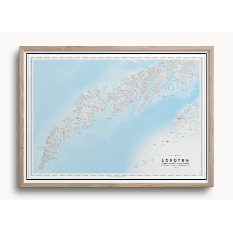 Kystkart Lofoten (50x70 cm) - Hyttefeber.no, Uten ramme