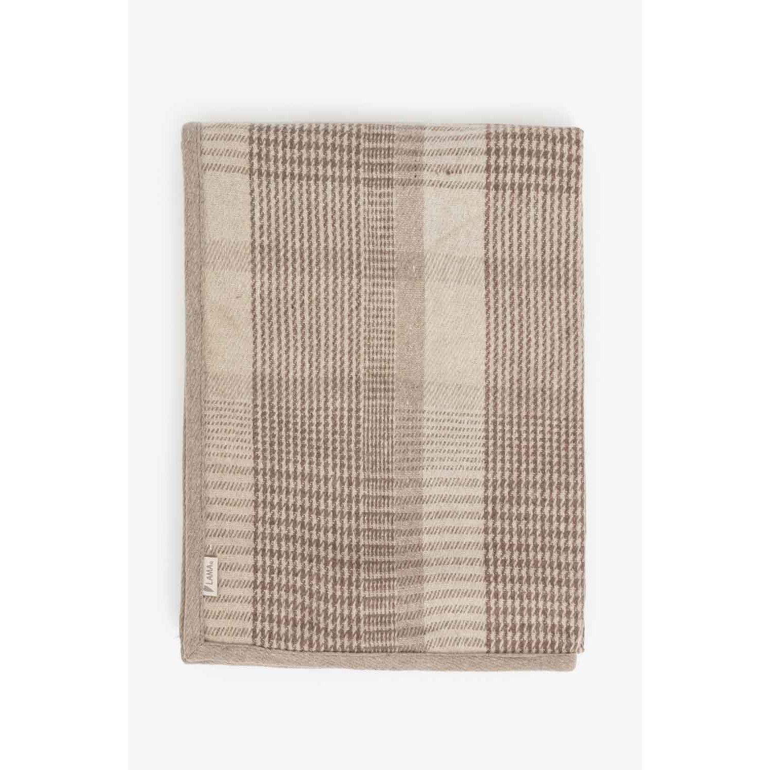 Bilde av Pledd Lys Beige - Glencheck - Resirkulert Ull - 130x180 Cm - Hyttefeber.no