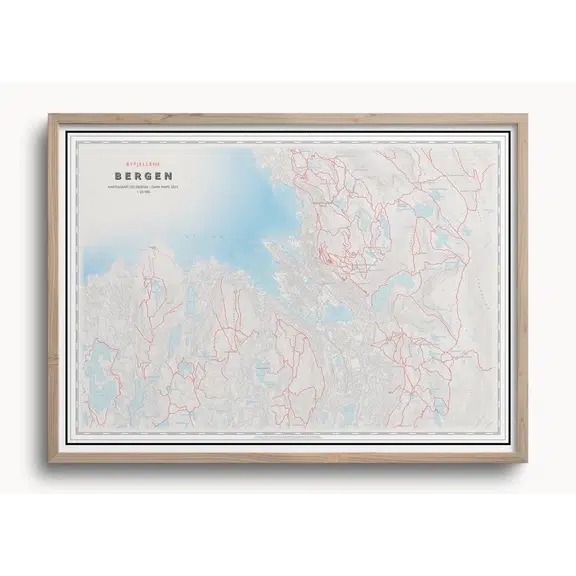 Fjellkart Bergen (50x70 cm) - Hyttefeber.no, Uten ramme