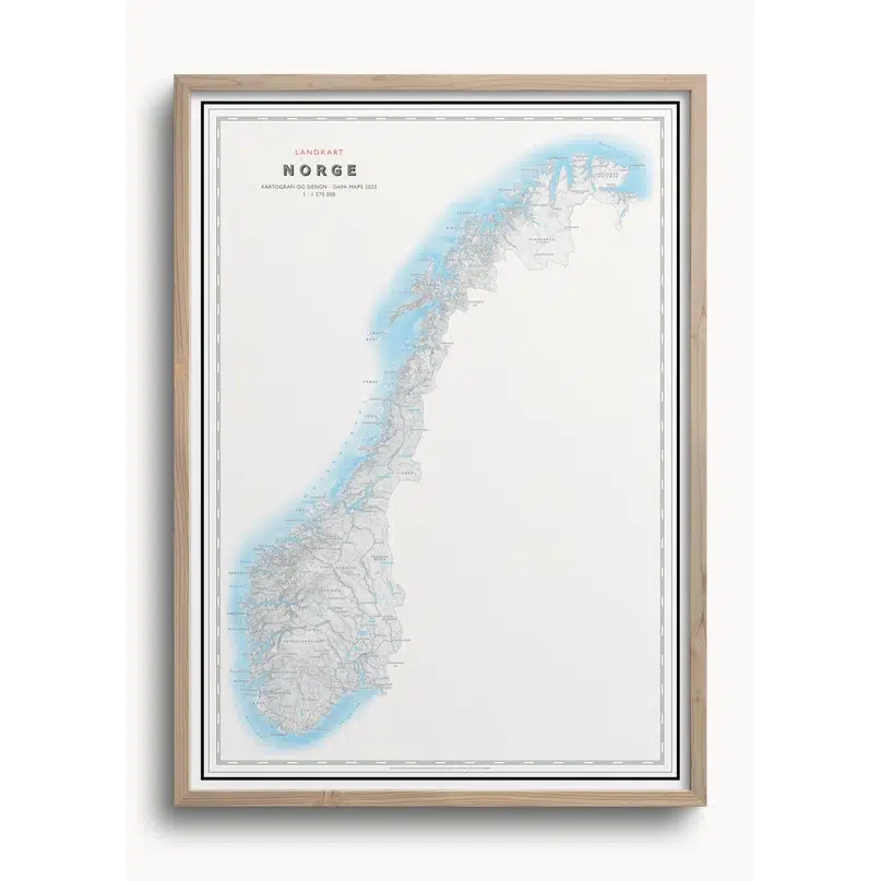 Norgeskart (50x70 cm) - Hyttefeber.no, Uten ramme