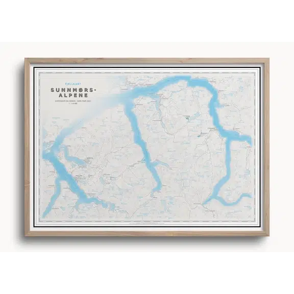 Fjellkart Sunnmørsalpene (50x70 cm) - Hyttefeber.no, Uten ramme
