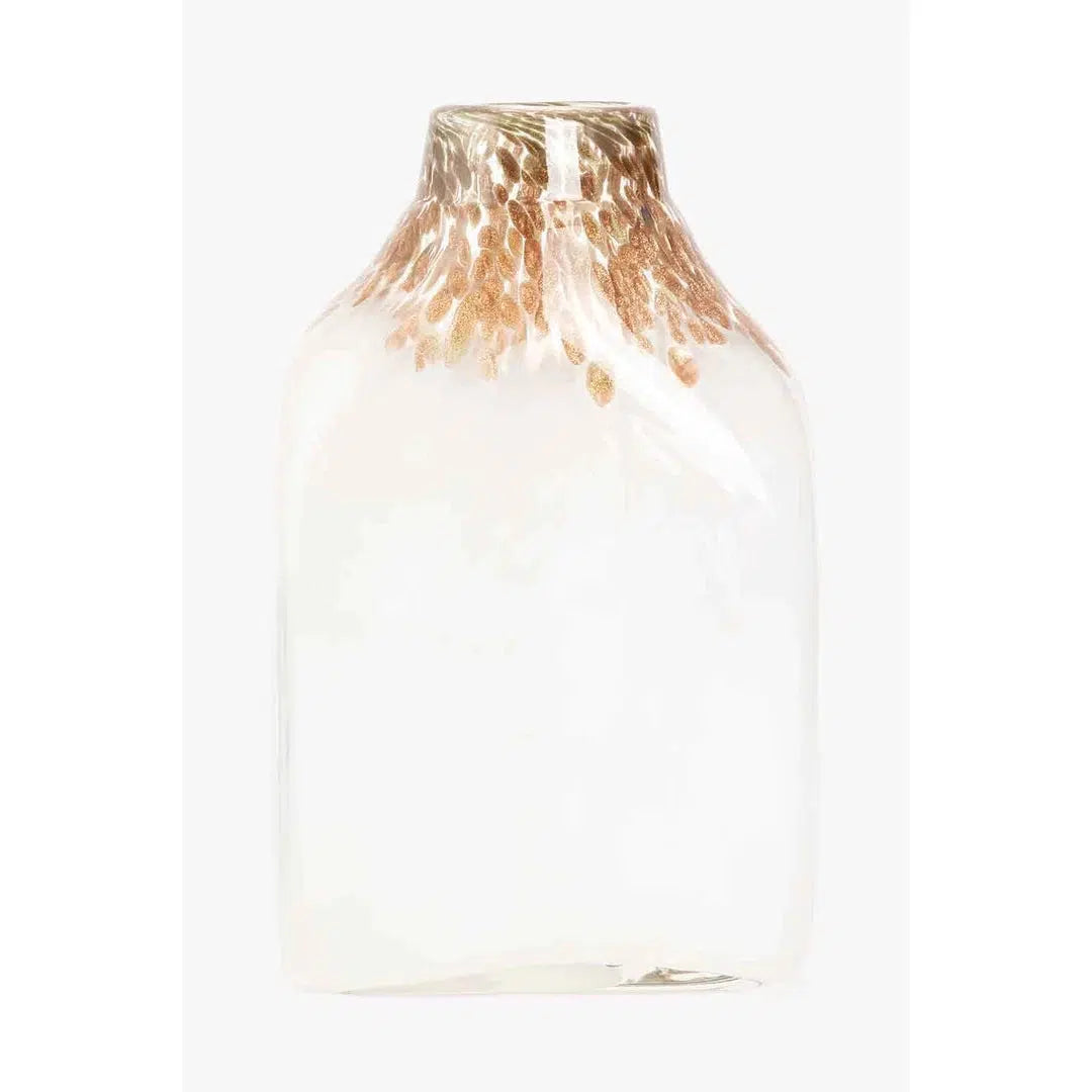 Bilde av Vase Glass - Hvit Med Bronzedråper - Hyttefeber.no