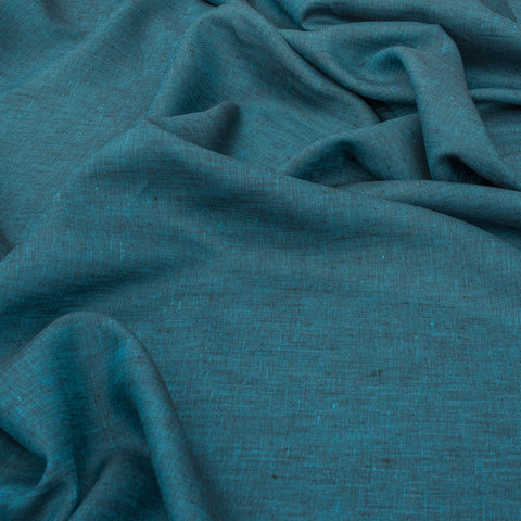 Teal Yarn Dyed 100% Linen Fabric