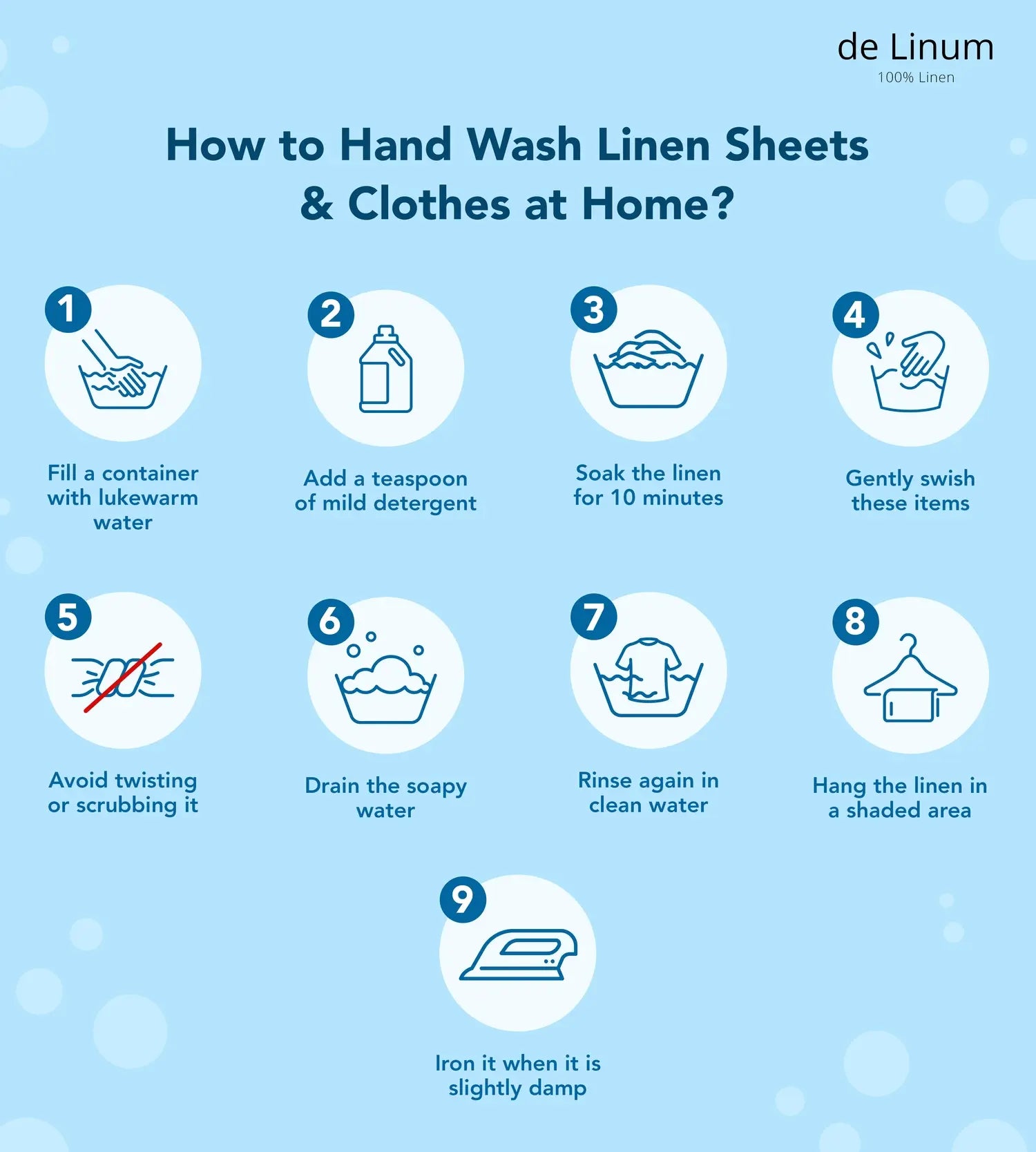 How to Wash Linen Sheets & Clothes by Hand at Home? : This includes Filling a container with lukewarm water to the final step of ironing linen clothes.