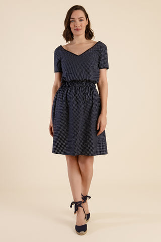 Navy Polka Dot Dress