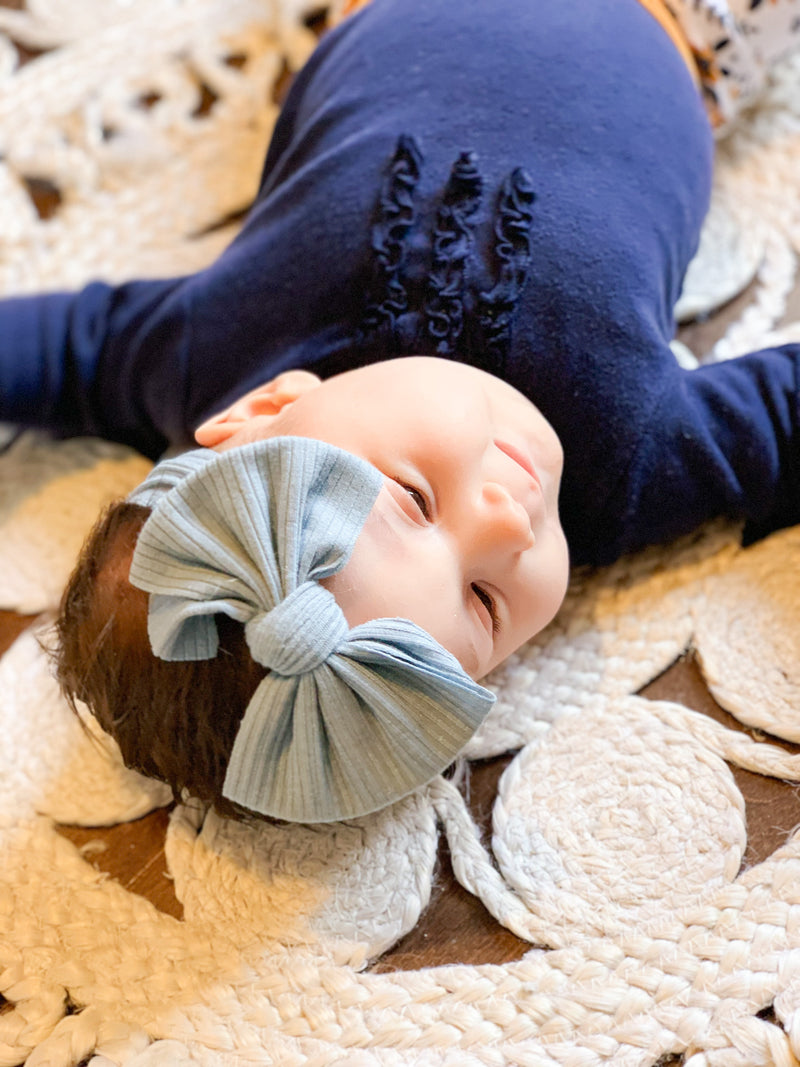 Bandeau Boucle Bleu Pour Bebe Enfant En Nylon Mini Bretzel