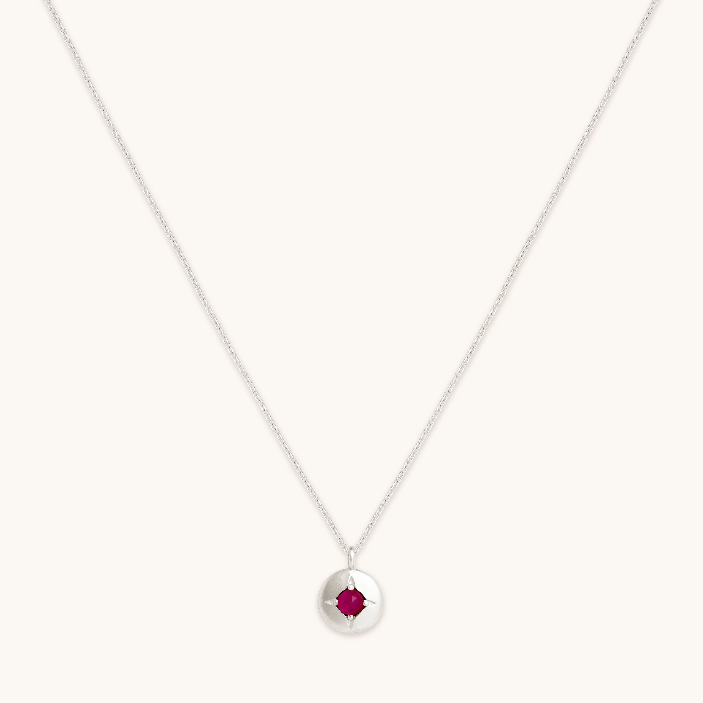 Astrid &amp; Miyu July Birthstone Necklace In Solid White Gold In Metallic