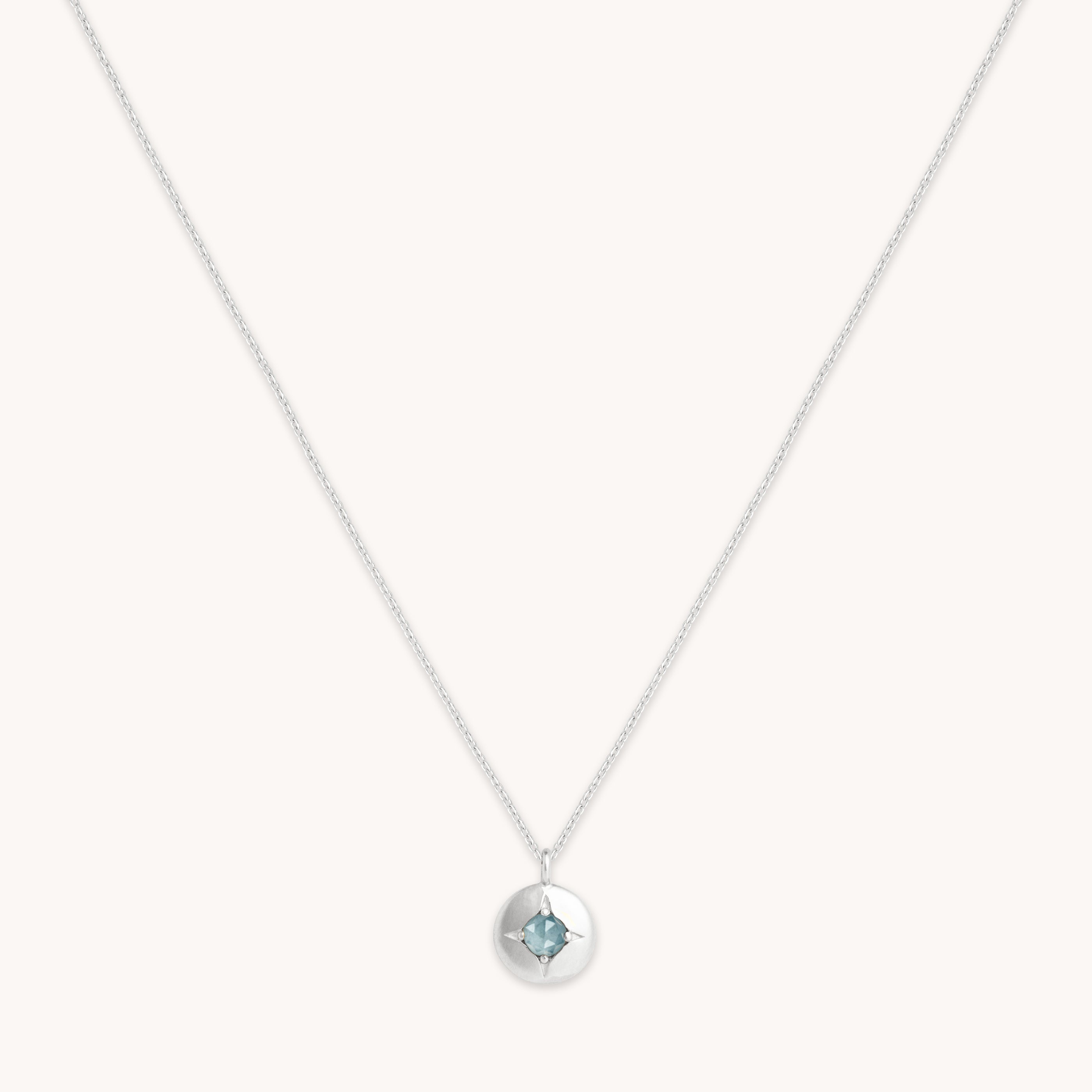 Astrid &amp; Miyu March Birthstone Necklace In Solid White Gold In Metallic