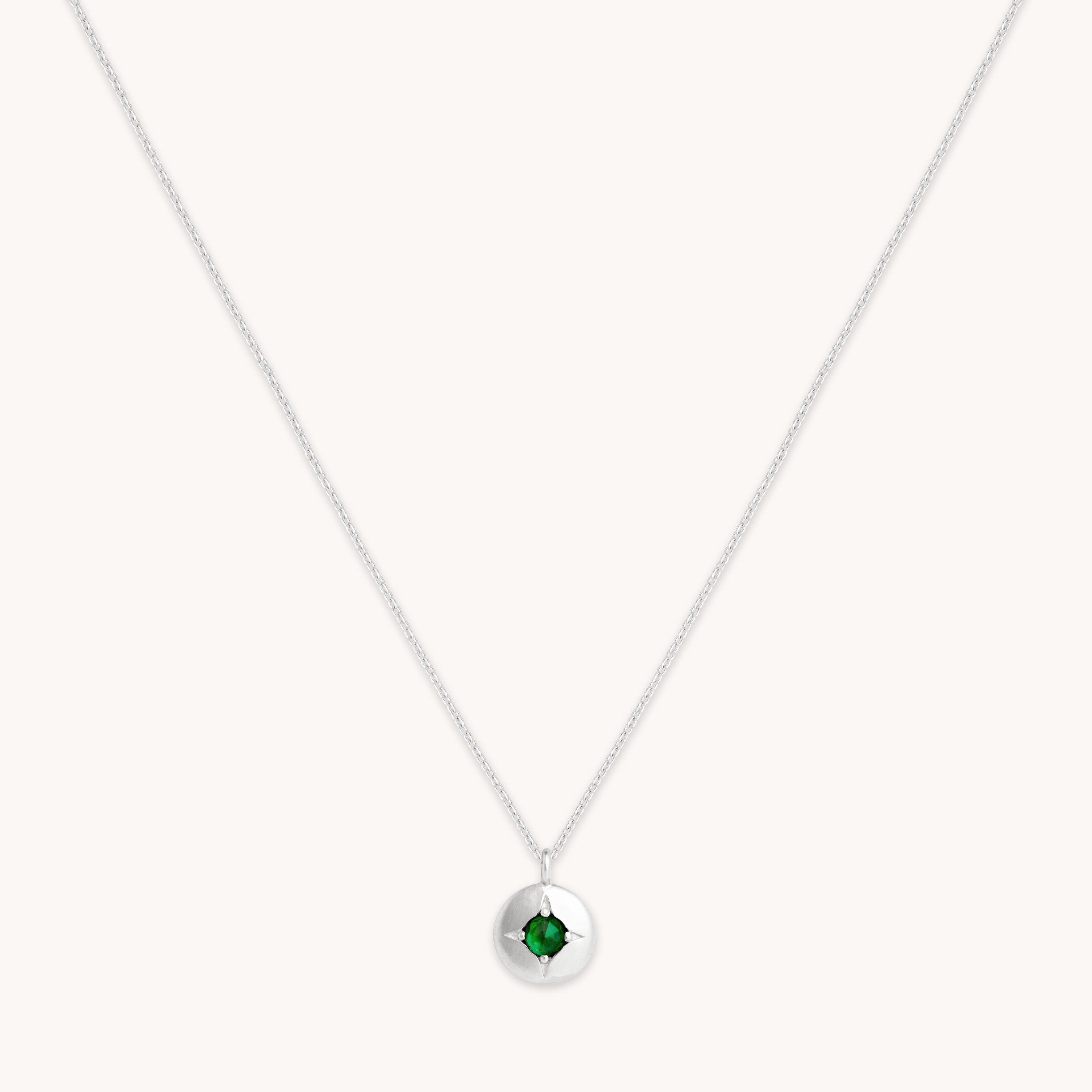 Astrid &amp; Miyu May Birthstone Necklace In Solid White Gold In Metallic
