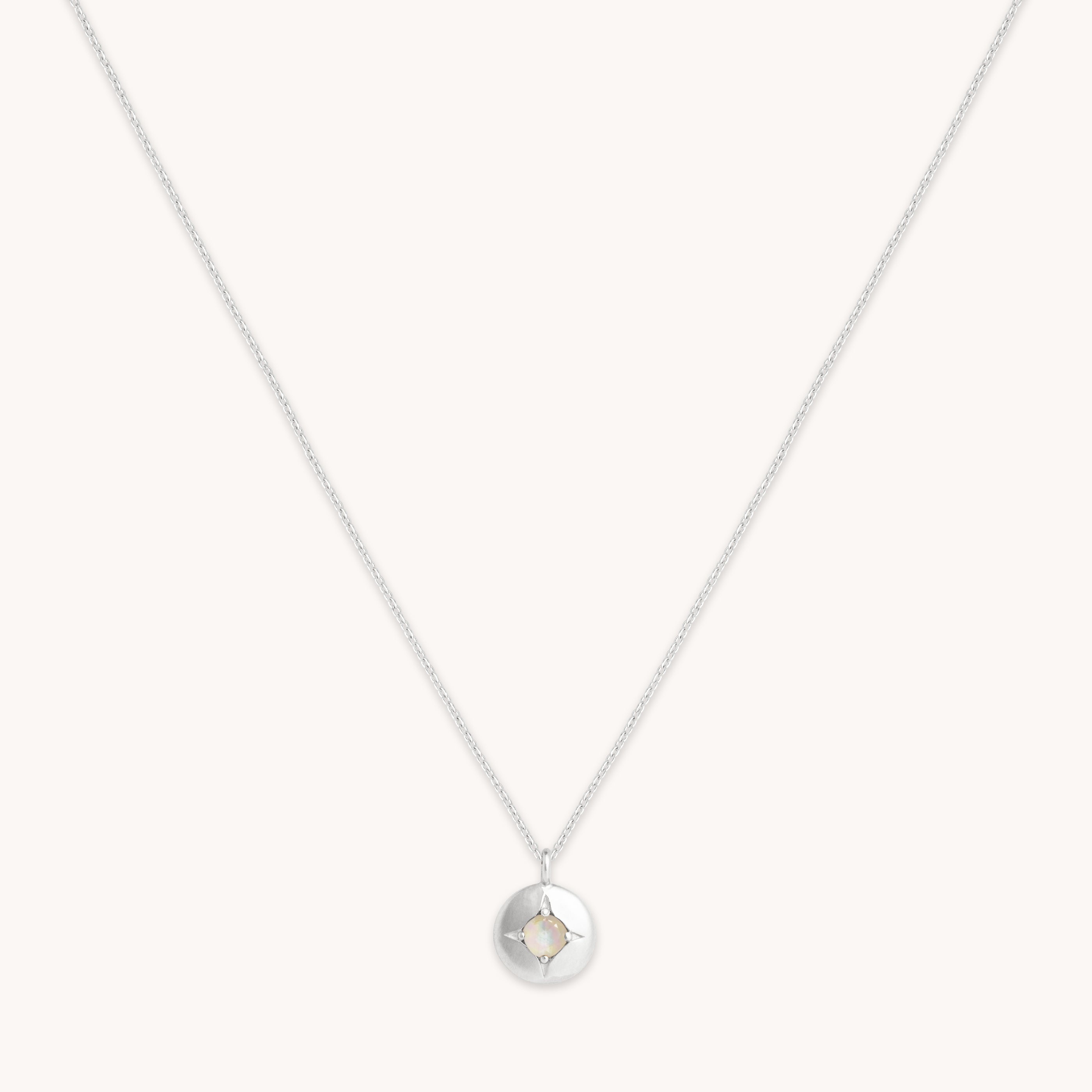 Astrid &amp; Miyu October Birthstone Necklace In Solid White Gold In Metallic