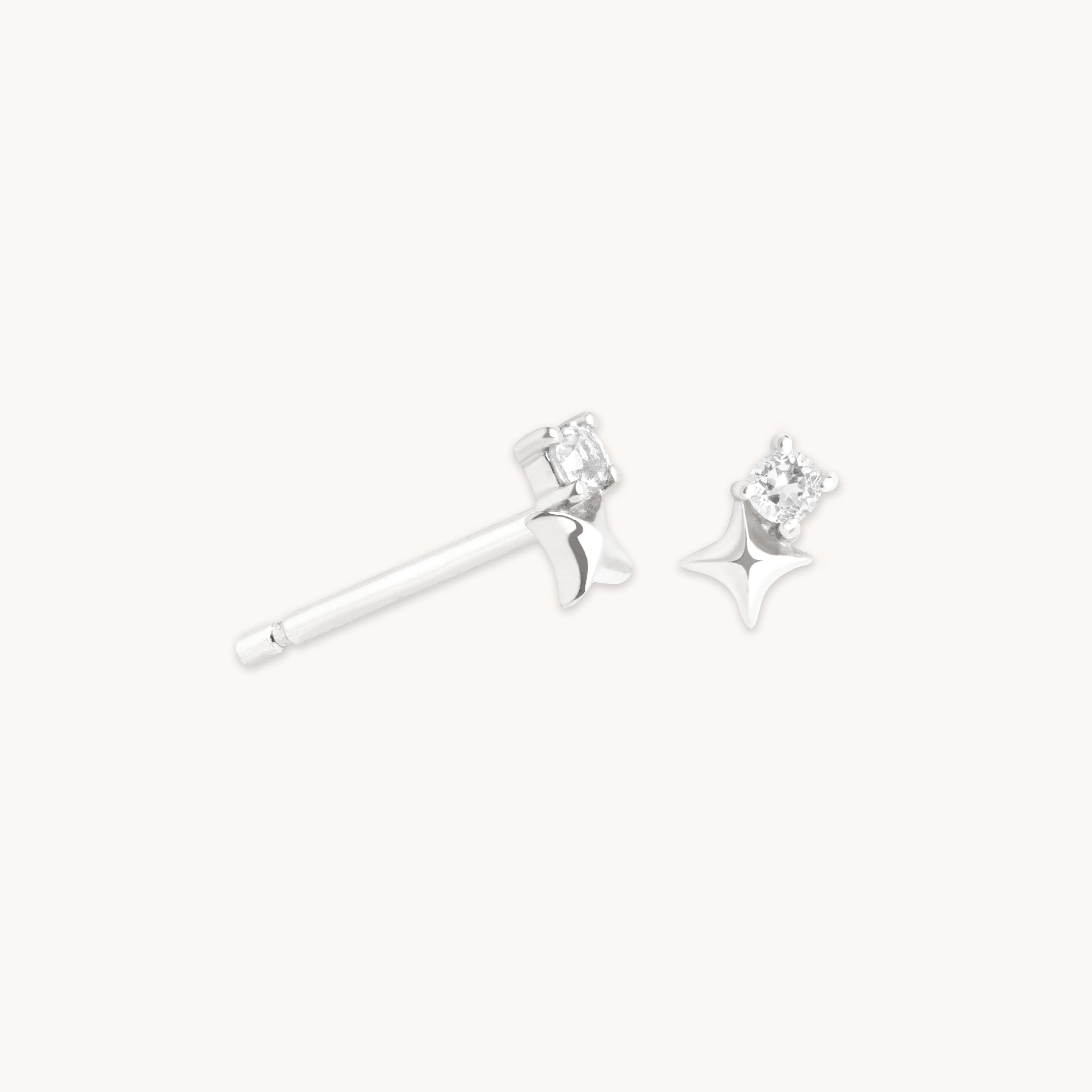 Astrid &amp; Miyu April Birthstone Earrings In Solid White Gold