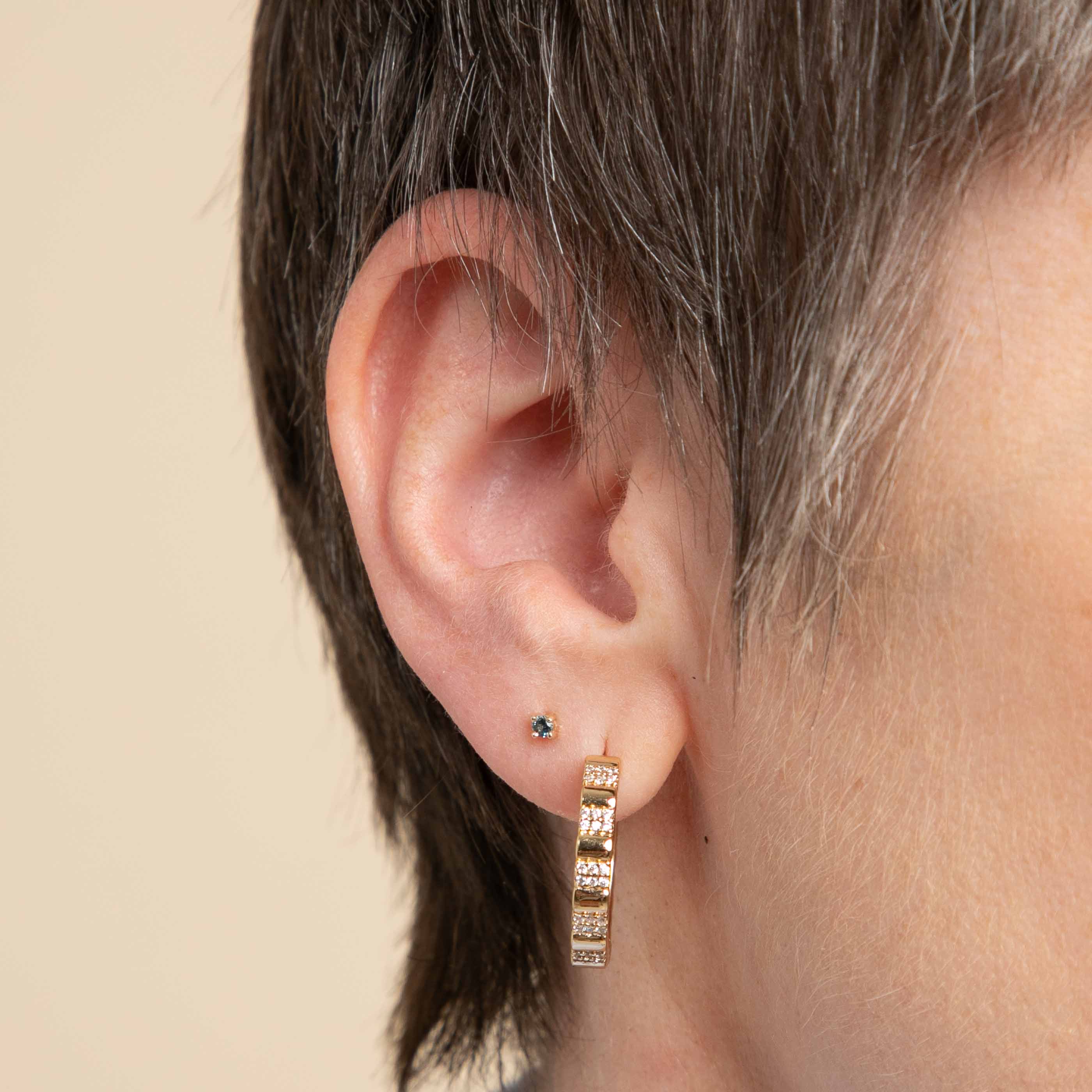 Astrid & Miyu Blue Topaz Piercing Stud In Solid Gold | Mother's Day Gift | Jewelry By Astrid &am