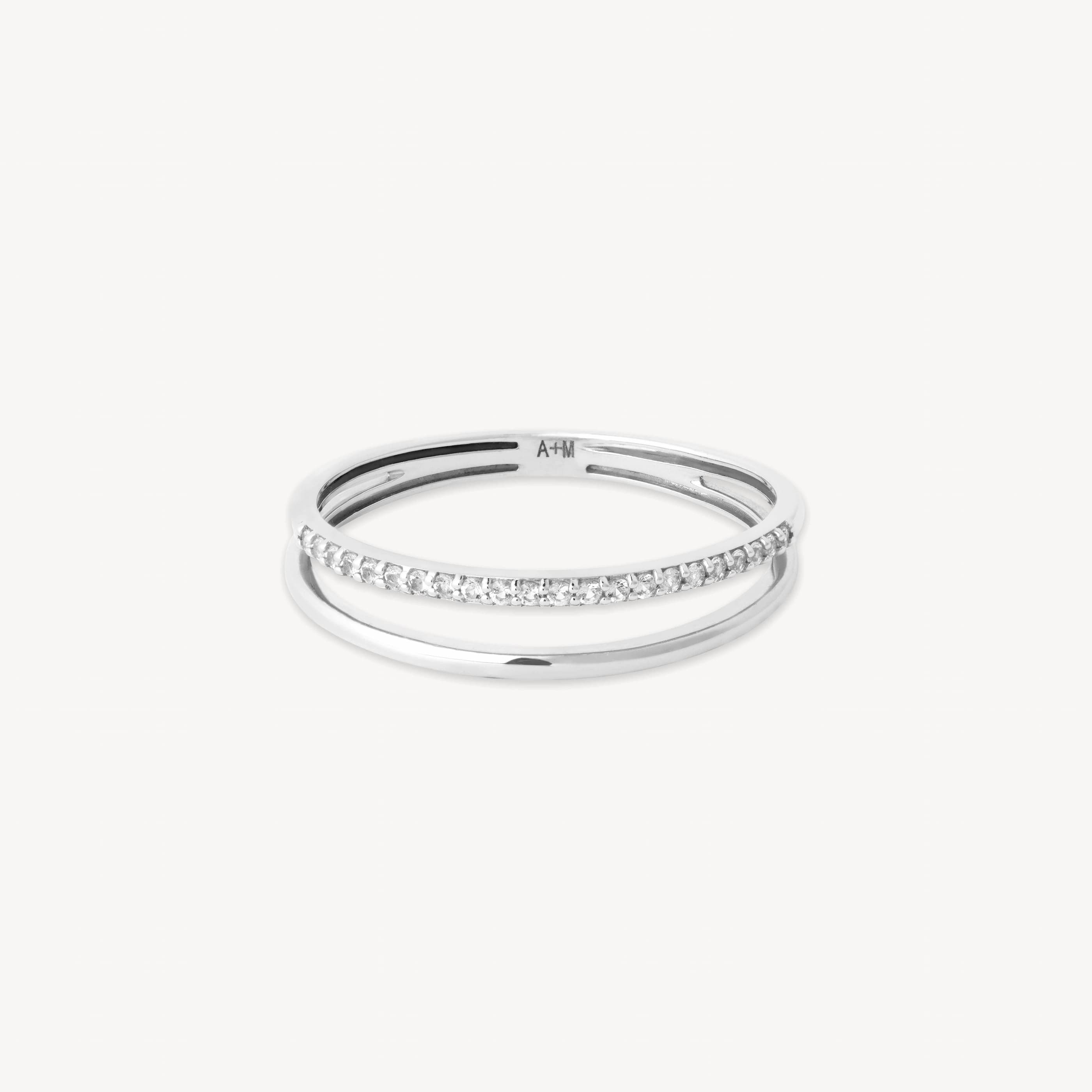 Astrid &amp; Miyu Illusion Topaz Band Ring In Solid White Gold