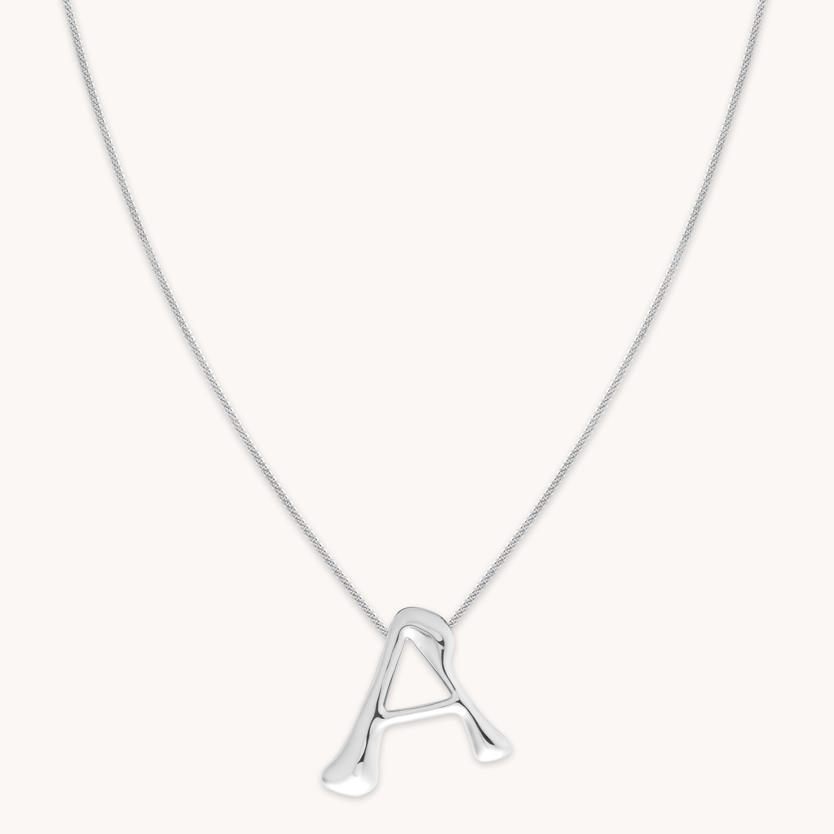 Astrid &amp; Miyu Initial Pendant Necklace A In Silver In White