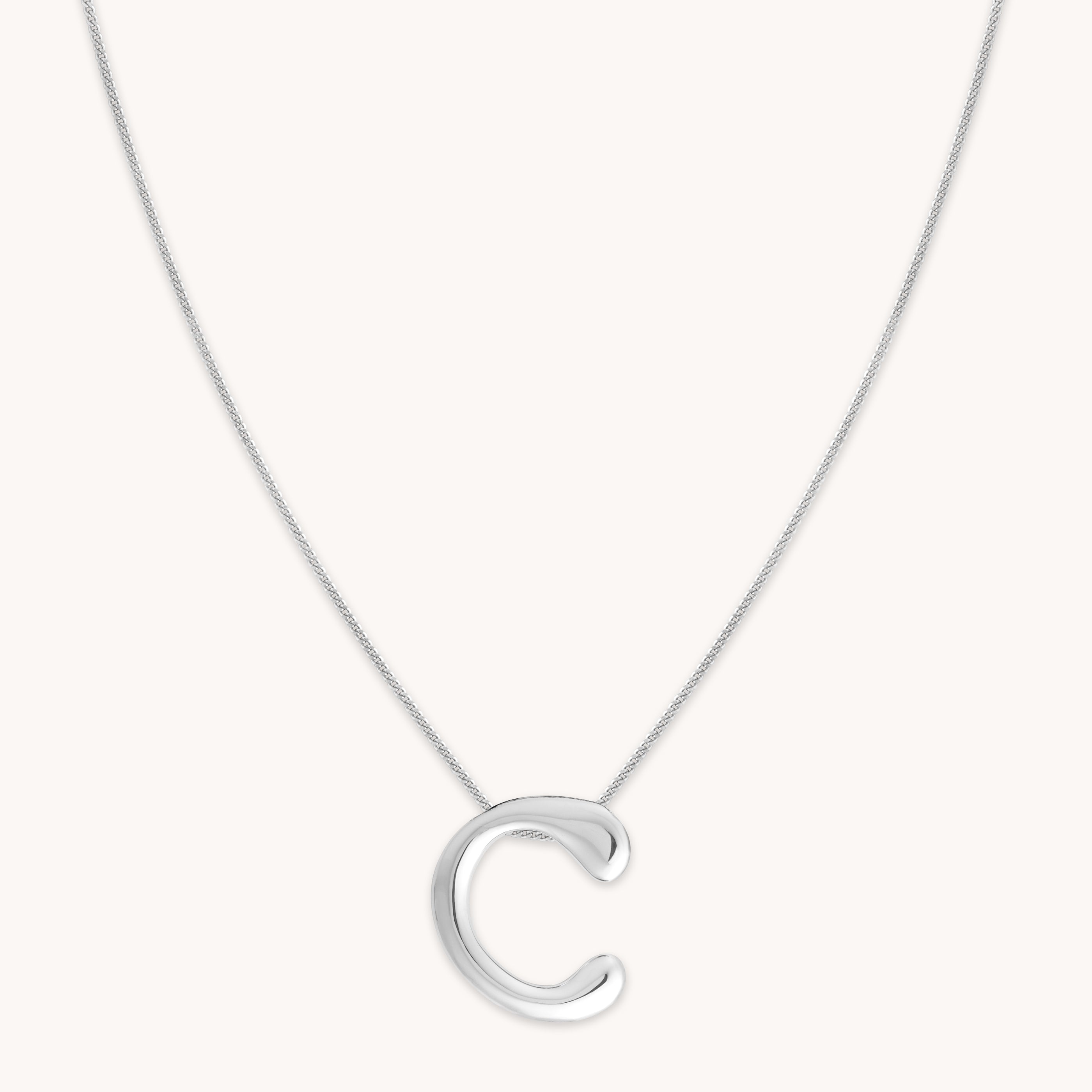Astrid &amp; Miyu Initial Pendant Necklace C In Silver In Metallic