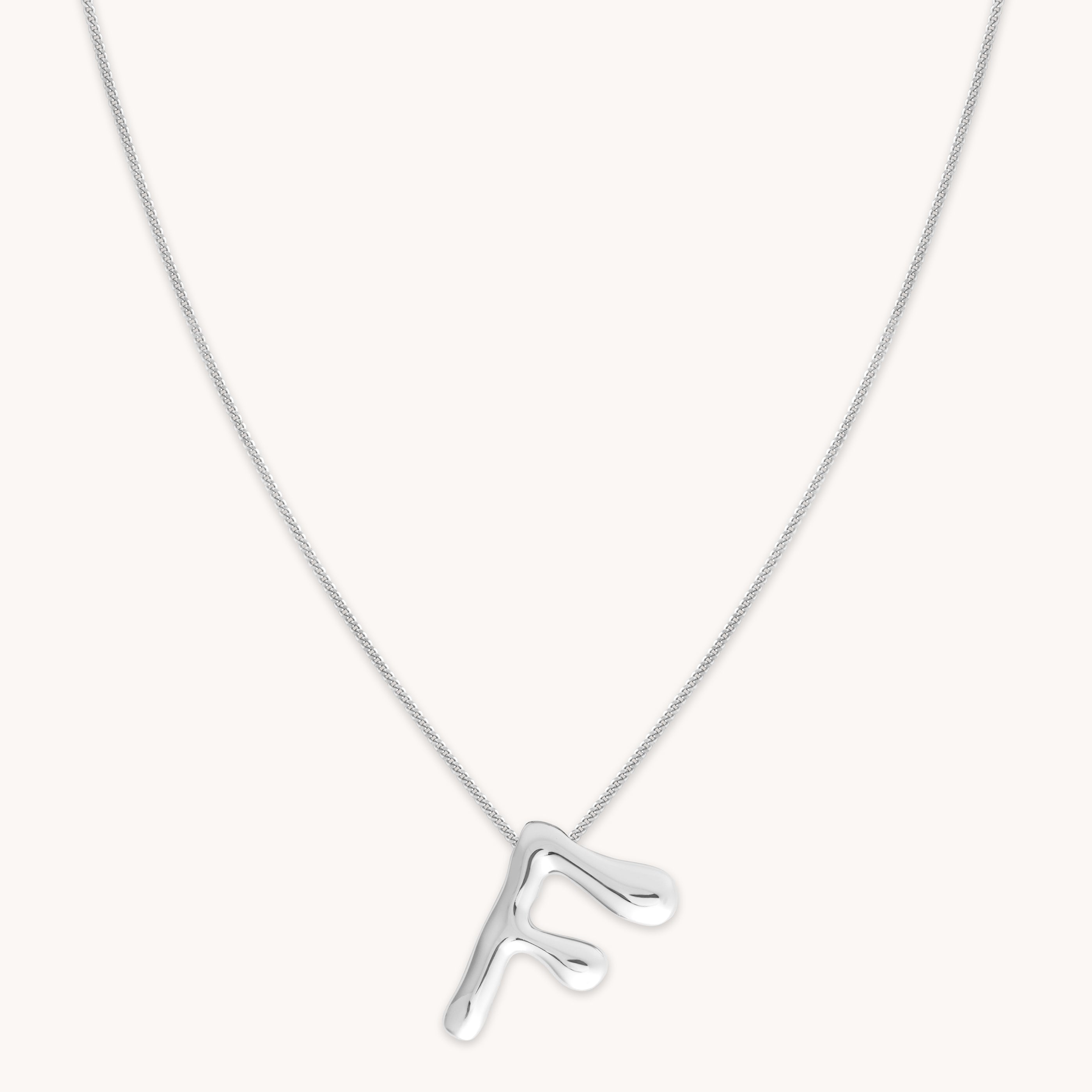 Astrid &amp; Miyu Initial Pendant Necklace F In Silver In Metallic