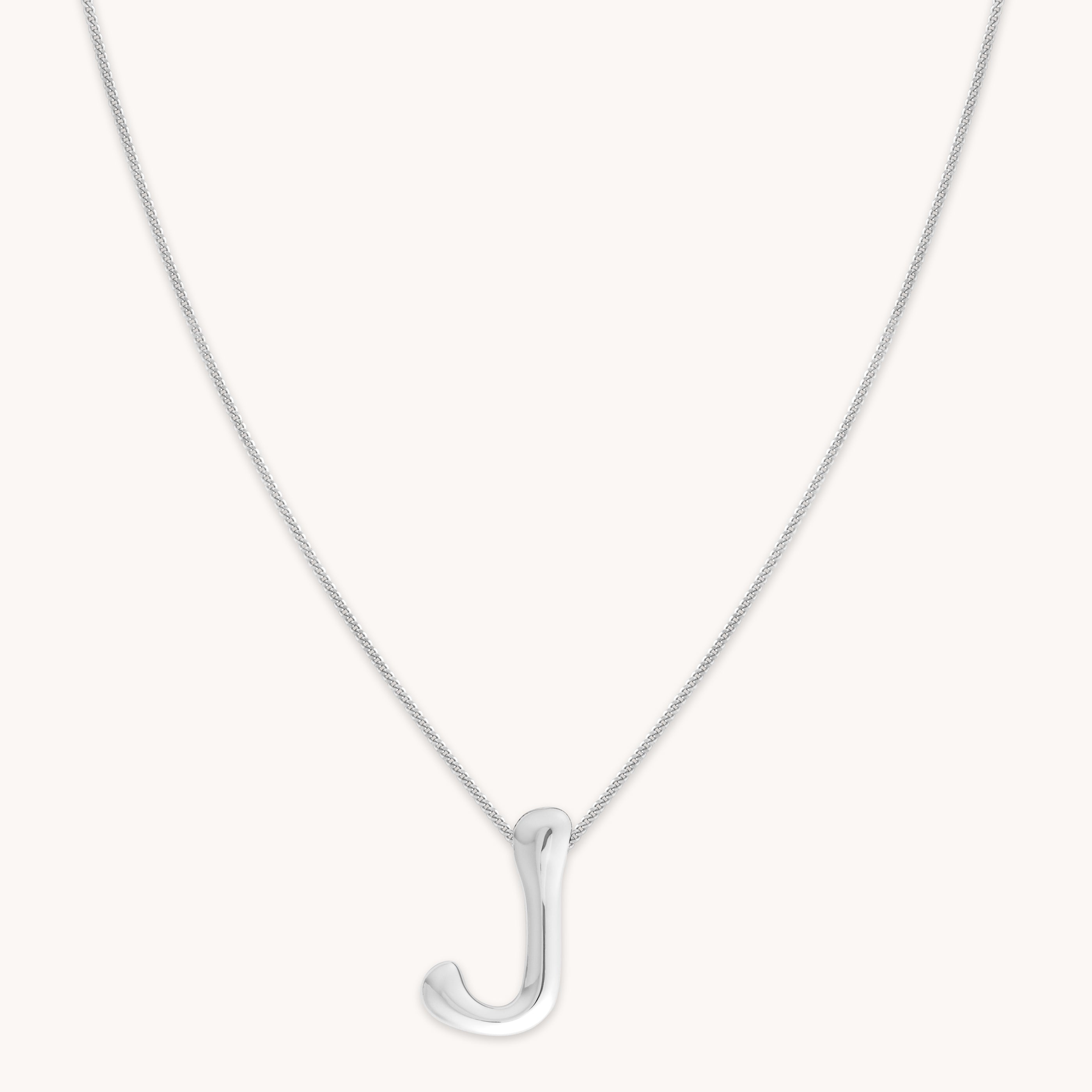 Astrid &amp; Miyu Initial Pendant Necklace J In Silver In Metallic