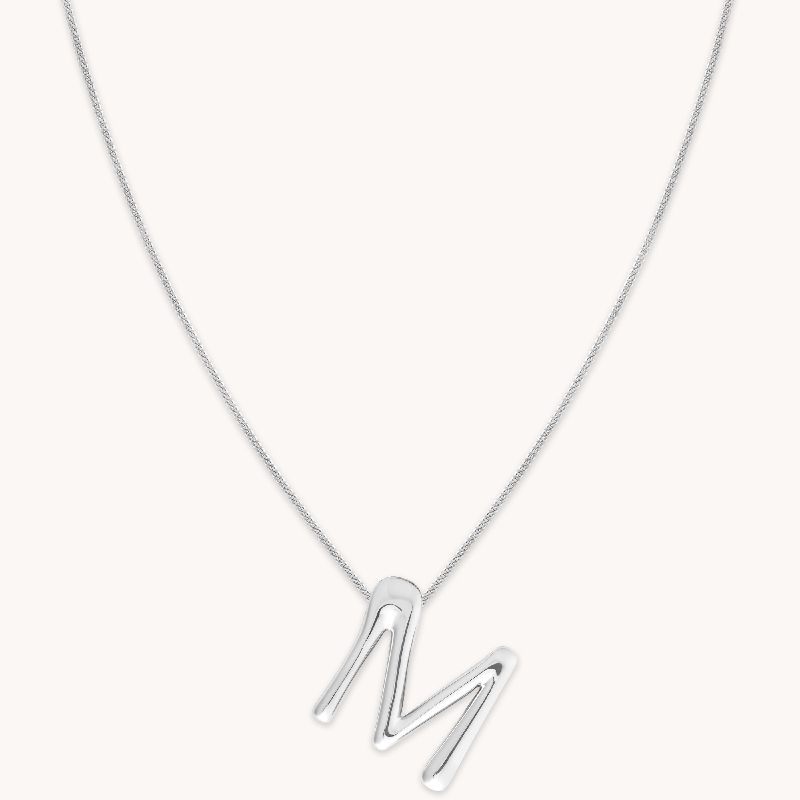 Astrid &amp; Miyu Initial Pendant Necklace M In Silver In White