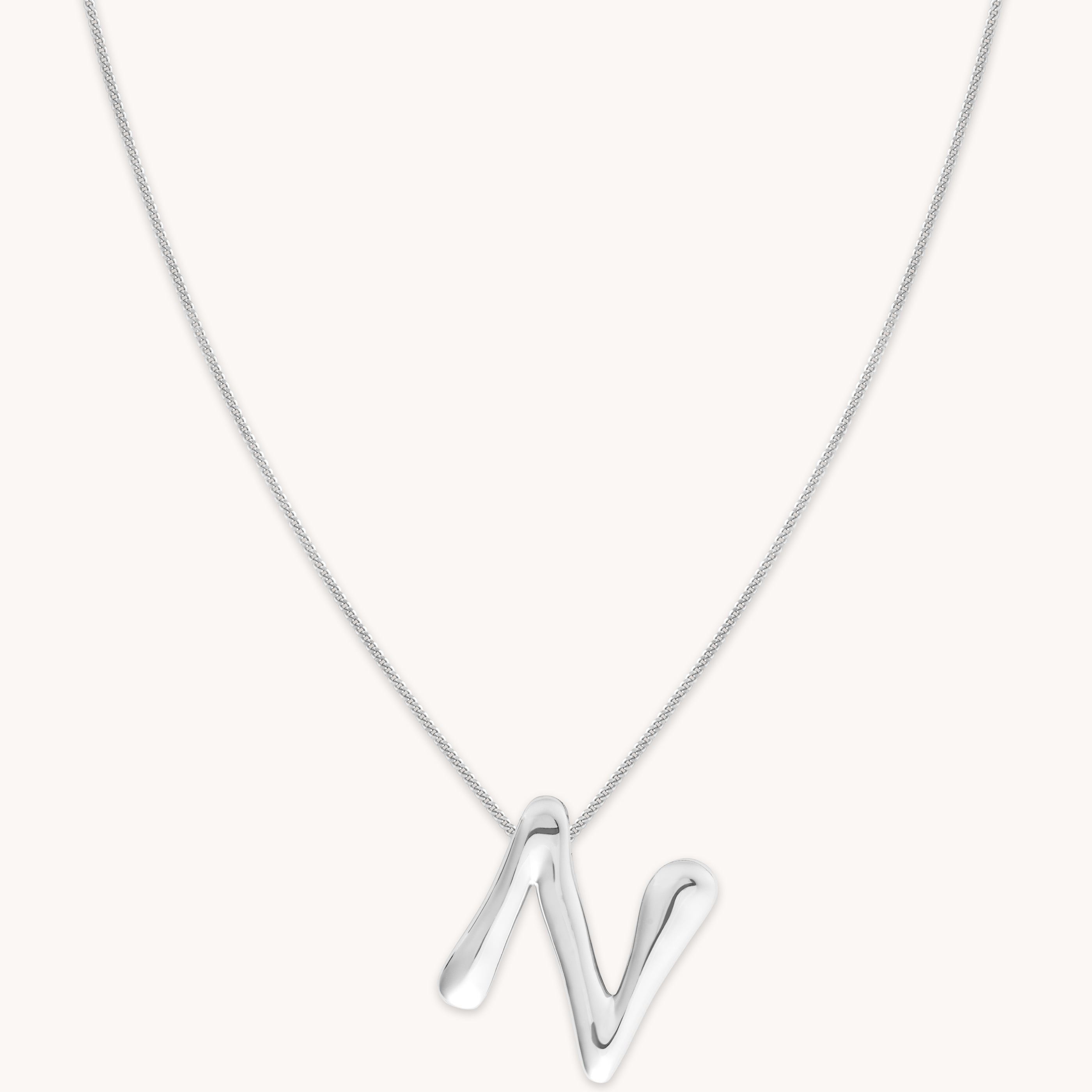 Astrid &amp; Miyu Initial Pendant Necklace N In Silver In White